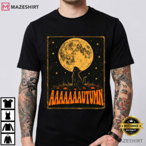 Autumn Vintage Black Cat Halloween Funny Fall Cat T Shirt (3)
