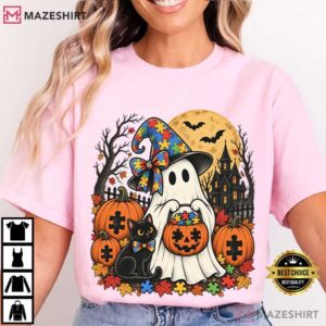 Autism Halloween Spooky Autism Awareness Ghost T Shirt (4)