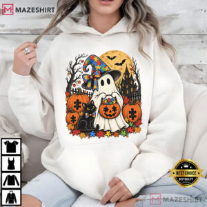 Autism Halloween Spooky Autism Awareness Ghost T Shirt (3)