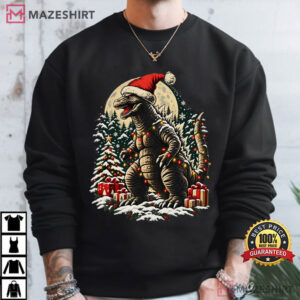 Godzilla Vintage Kaiju Christmas Holiday Vintage T Shirt (4)