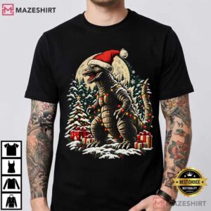Godzilla Vintage Kaiju Christmas Holiday Vintage T Shirt (1)