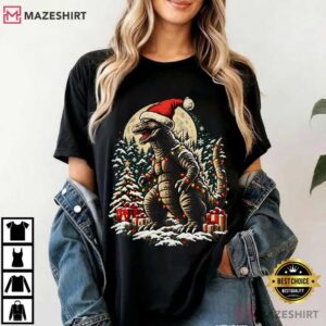 Godzilla Vintage Kaiju Christmas Holiday Vintage T Shirt (3)