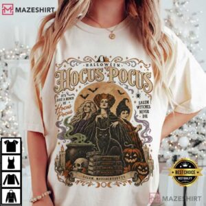 Halloween Hocus Pocus Sanderson Sisters Witch Spooky Black Cat T Shirt (1)