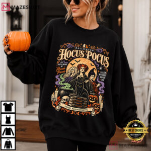 Halloween Hocus Pocus Sanderson Sisters Witch Spooky Black Cat T Shirt (3)