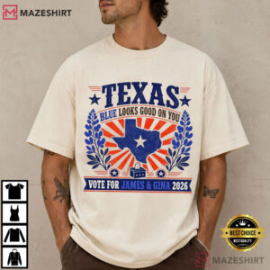 Texas Political Vote For James And Gina 2026 Americana Election T Shirt (3)