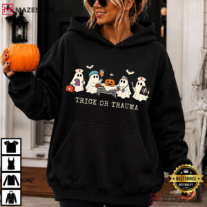 Trick Or Trauma Nurse Spooky Halloween Healthcare Worker T Shirt (3)