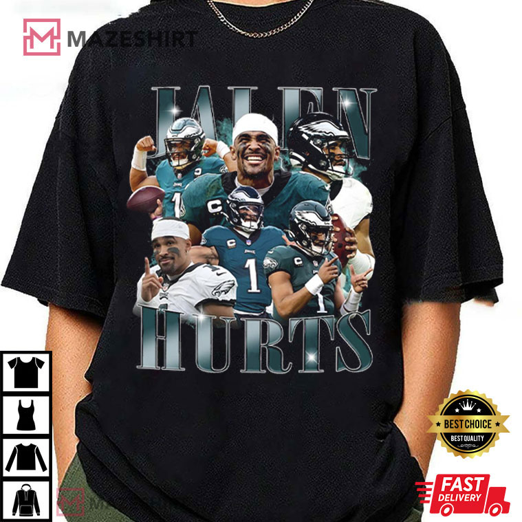Jalen Hurts Vintage 90s Retro Football Game Day Graphic T-Shirt Jalen Hurts Vintage 90s Retro Football Game Day Graphic T-Shirt
