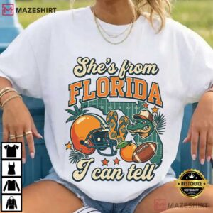 Football Gator Souvenir She's From Florida I Can Tell Retro Game Day T Shir (3)