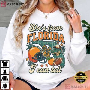 Football Gator Souvenir She's From Florida I Can Tell Retro Game Day T Shir (4)