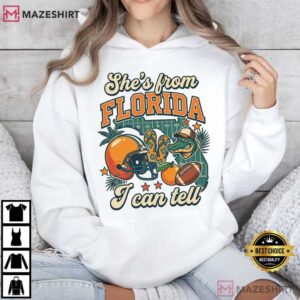 Football Gator Souvenir She's From Florida I Can Tell Retro Game Day T Shir