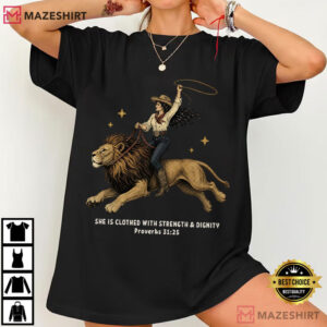 She Is Clothed With Strength Proverbs 3125 Christian Women T Shirt (3)