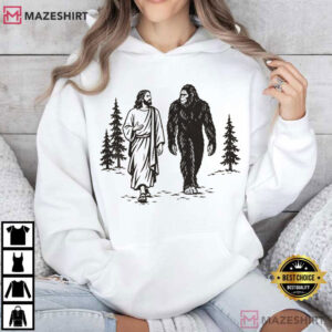 Bigfoot Meets Jesus Christian Funny Faith Camping T Shirt (4)