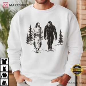 Bigfoot Meets Jesus Christian Funny Faith Camping T Shirt (3)
