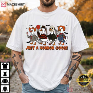 Just A Horror Goose Halloween Funny Skeleton Spooky Season T Shirt (1)