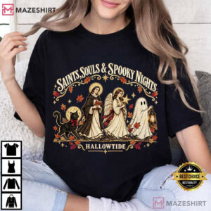 Saints Souls And Spooky Nights Catholic Halloween T Shirt (4)