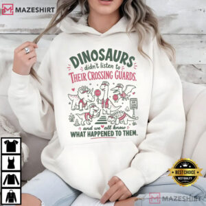Crossing Guard Dinosaur School Safety Funny T Shirt (4)