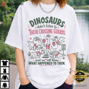Crossing Guard Dinosaur School Safety Funny T Shirt (1)