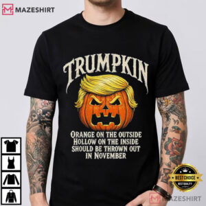 Halloween Trumpkin Orange On The Outside Hollow Inside T Shirt (1)