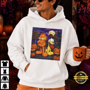 Garfield And Odie Halloween Scene Pumpkin Jack O Lantern T Shirt (4)