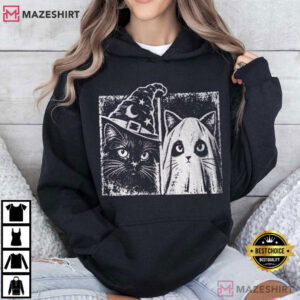 Halloween Cat Vintage Witch Ghost Kitty Cute Spooky T Shirt (4)