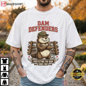 Dam Defenders Funny Beaver Canadian Army Cap T Shirt (1)