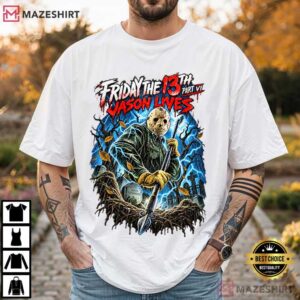 Halloween Friday The 13th Part VI Jason Lives Vintage Horror Movie T Shirt (1)