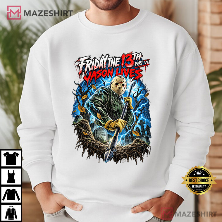 Halloween Friday The 13th Part VI Jason Lives Vintage Horror Movie T-Shirt Halloween Friday The 13th Part VI Jason Lives Vintage Horror Movie T-Shirt