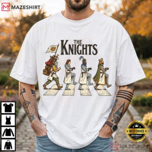 The Knights Medieval Knight Funny Abbey Road Parody T Shirt (1)
