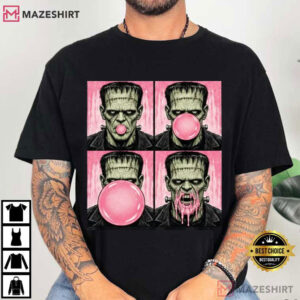 Frankenstein Bubble Gum Funny Monster Halloween Horror T Shirt (1)