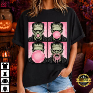 Frankenstein Bubble Gum Funny Monster Halloween Horror T Shirt (2)