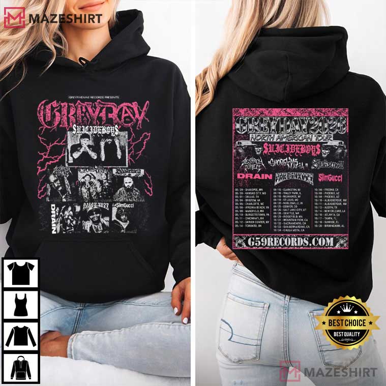 Grey Day 2026 Tour Suicideboys North American Tour Rap Fan T-Shirt Grey Day 2026 Tour Suicideboys North American Tour Rap Fan T-Shirt