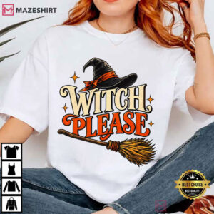 Witch Please Broom Graphic Halloween Spooky T Shirt (3)