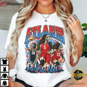 Atlanta Women Basketball Skull Vintage Sports T Shirt (4)
