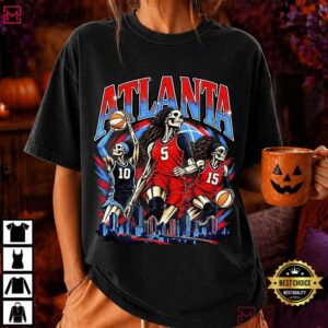 Atlanta Women Basketball Skull Vintage Sports T Shirt (1)
