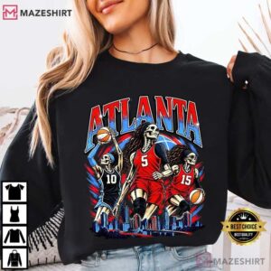 Atlanta Women Basketball Skull Vintage Sports T Shirt (2)