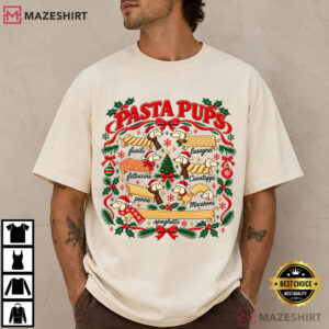 Christmas Pasta Pups Funny Dachshund Weiner Dog Pasta T Shirt (4)