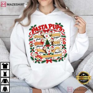 Christmas Pasta Pups Funny Dachshund Weiner Dog Pasta T Shirt (3)