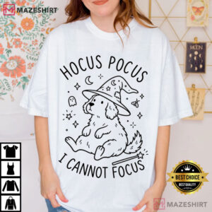 Halloween Hocus Pocus I Cannot Focus Funny Dog Wizard T Shirt (4)