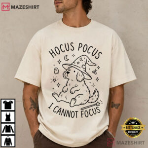 Halloween Hocus Pocus I Cannot Focus Funny Dog Wizard T-Shirt