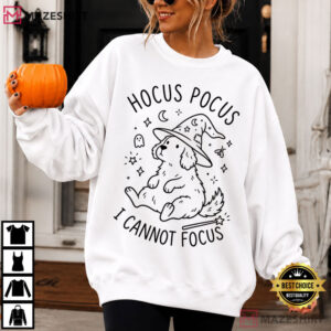 Halloween Hocus Pocus I Cannot Focus Funny Dog Wizard T Shirt (2)