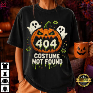 Pixel Pumpkin 404 Halloween Costume Ghost Spooky T Shirt (2)