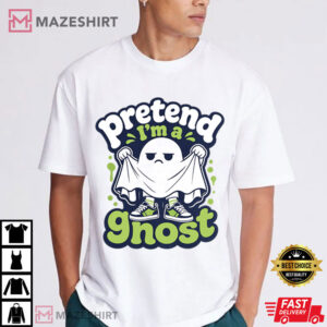 Pretend I'm A Ghost Cartoon Halloween Funny T Shirt (1)
