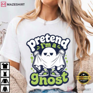 Pretend I'm A Ghost Cartoon Halloween Funny T Shirt (2)