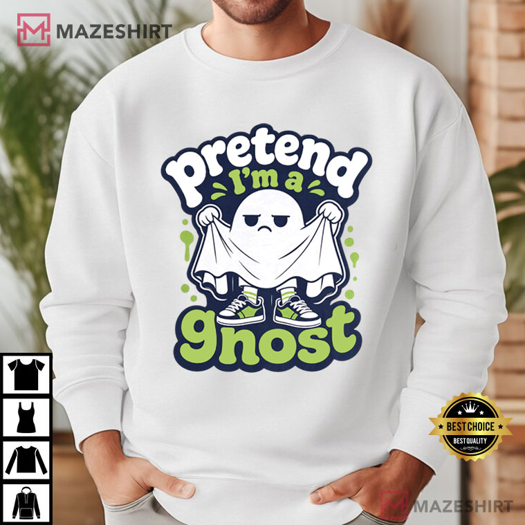 Pretend I'm A Ghost Cartoon Halloween Funny T-Shirt Pretend I'm A Ghost Cartoon Halloween Funny T-Shirt
