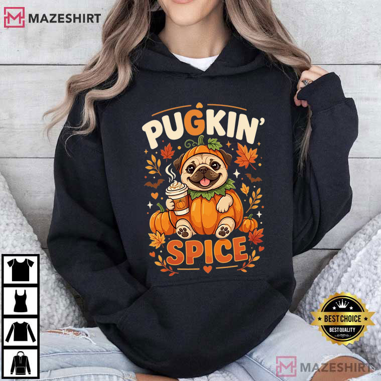 Pugkin Spice Funny Pug Halloween Pumpkin Dog T-Shirt Pugkin Spice Funny Pug Halloween Pumpkin Dog T-Shirt