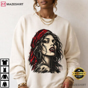 Vampire Girl Gothic Horror Dracula Halloween Gift T Shirt (2)