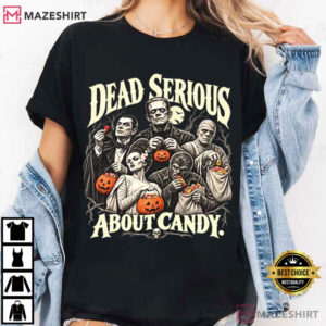 Halloween Dead Serious About Candy Classic Monster Trick Or Treat T Shirt (4)