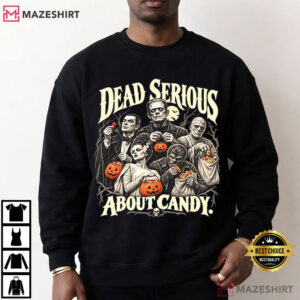 Halloween Dead Serious About Candy Classic Monster Trick Or Treat T Shirt (3)