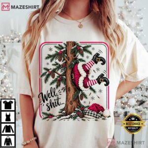 Santa Christmas Tree Well Shit Funny Holiday T Shirt (2)