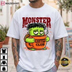 Monster Coffee Club Funny Frankenstein Coffee Lover Spooky T Shirt (1)